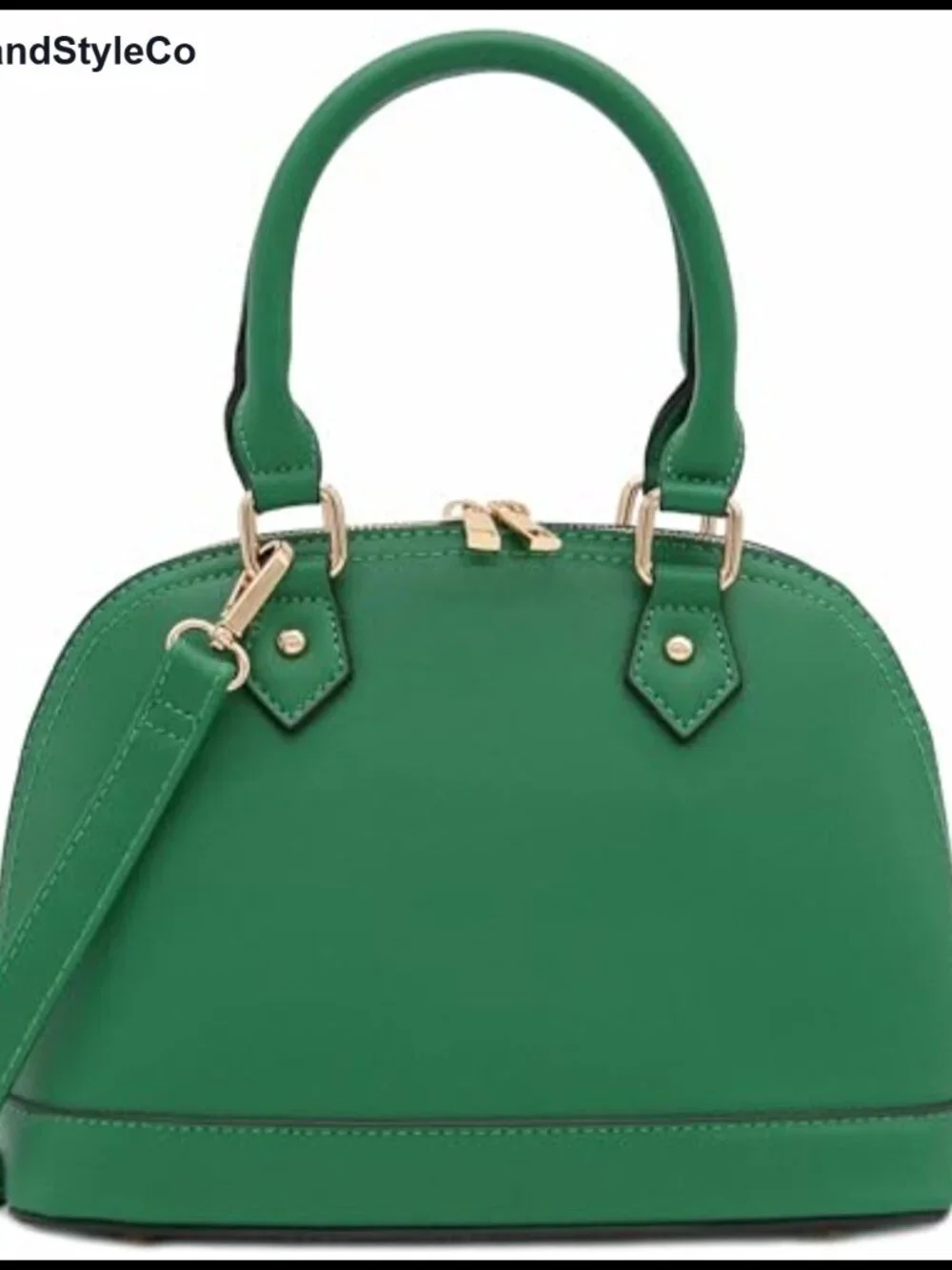 Faux Saffiano Leather Dome Satchel with Adjustable Strap